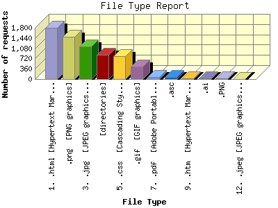 File Type Report: Number of requests by File Type.