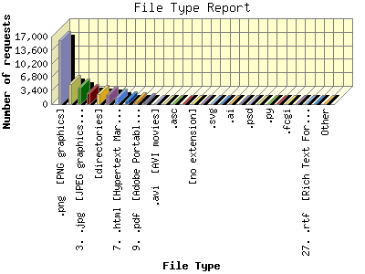 File Type Report: Number of requests by File Type.