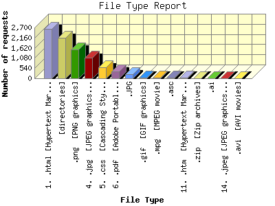 File Type Report: Number of requests by File Type.