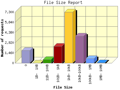 File Size Report: Number of requests by File Size.